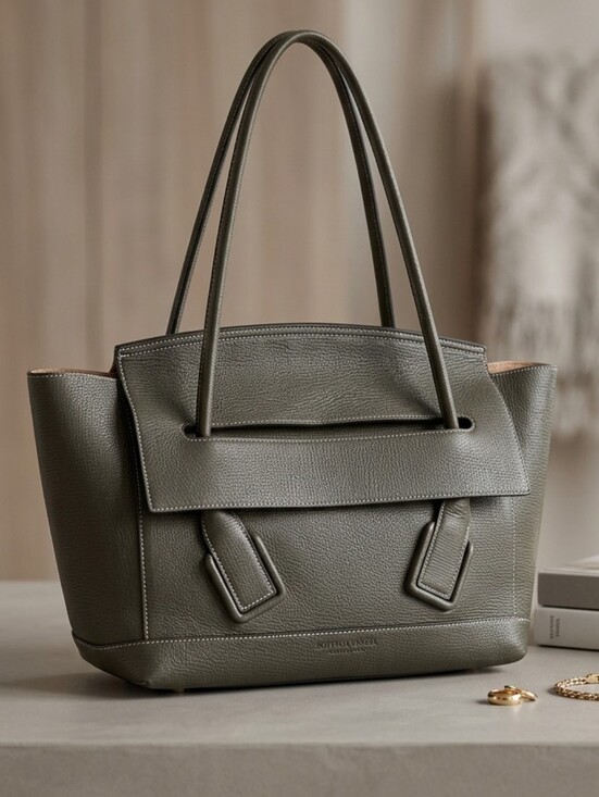 Bottega Veneta Handbags - SALE Authentic Bottega Vaneta Classic Olive Green Arco textured leather tote bag